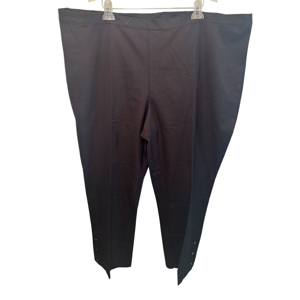 Isaac Mizrahi Live Womens Black Pants Snap Hem Pull On Stretch 32WT NEW
